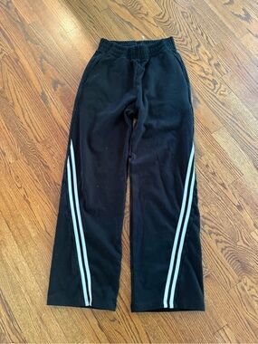 Women's Black Jogger Pants with White Side Stripes